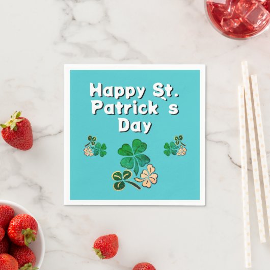 Modern Kleeblatt Clover Happy St Patrick`s Day Serviette (Beispiel)