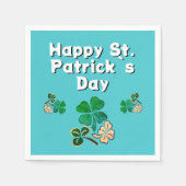 Modern Kleeblatt Clover Happy St Patrick`s Day Serviette (Vorderseite)