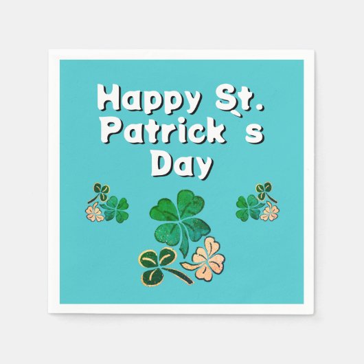 Modern Kleeblatt Clover Happy St Patrick`s Day Serviette (Vorderseite)