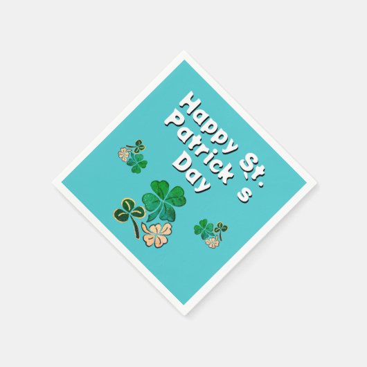 Modern Kleeblatt Clover Happy St Patrick`s Day Serviette (Ecke)
