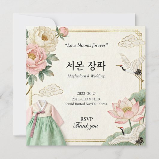 Modern Korean Traditional Wedding Invitation (혼례 초 (Vorderseite)