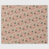 Modern Kraft Holly Wreath Frohe Weihnachten Geschenkpapier (Flach)