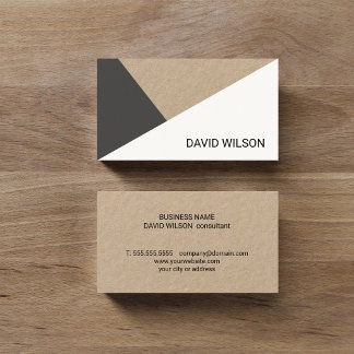 Modern Kraft Paper Grey White Geometric Consultant Visitenkarte
