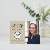 Modern Kraft Paper Real Anwesen Add Logo Postkarte (Stehend Vorderseite)