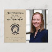 Modern Kraft Paper Real Anwesen Add Logo Postkarte (Vorderseite)