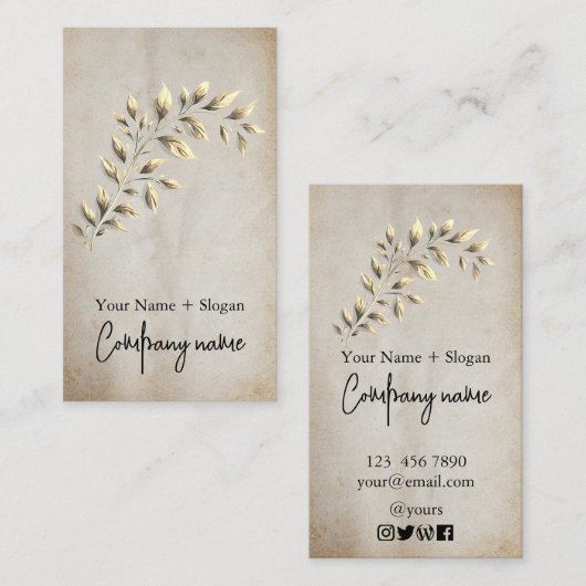 Modern Kraft Printed Gold Leaf  Visitenkarte (Vorne/Hinten)