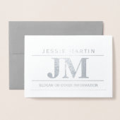 Modern kühl Beruflich | Grau und Silber Folienkarte (Vorderseite mit Umschlag)