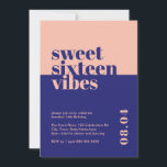 Modern kühne 16 . Geburtstag Vibes Pink Birthday Einladung<br><div class="desc">Feiern Sie mit unserer "16 . Geburtstag Vibes" Pink Birthday Einladung den 16. Geburtstag Ihrer Tochter oder Ihrer Lieben im Stil! Diese moderne und kühne Einladung ist der ideale Set für ein unvergessliches 16 . Geburtstag Party. Das Hotel ist in lebhaften Blau- und Pfirsichtönen gestaltet und besticht durch zeitgenössische Schriftart....</div>