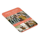 Modern Lachs Pink Save the Date Hochzeit 3 Fotos Magnet (Rechte Seite)