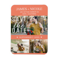 Modern Lachs Pink Save the Date Hochzeit 3 Fotos