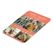 Modern Lachs Pink Save the Date Hochzeit 3 Fotos Magnet (Linke Seite)