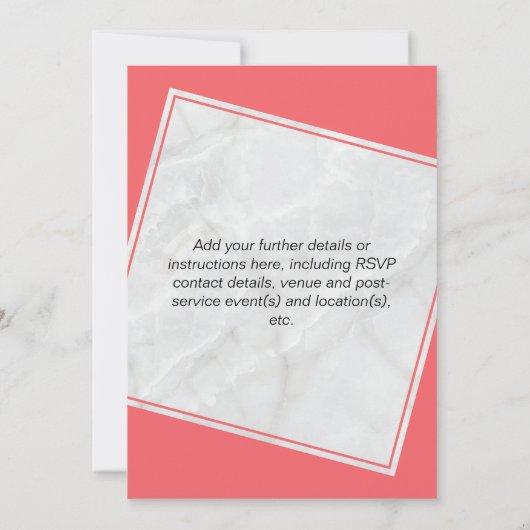 Modern Lachs Pink Wedding Einladung (Rückseite)