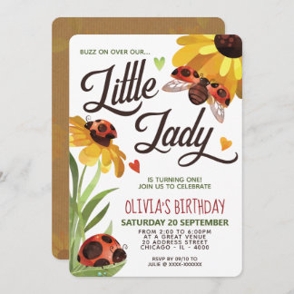 Modern Lady Bug Birthday Einladung