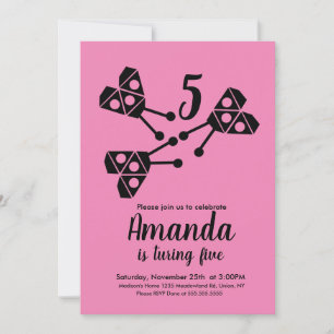 Modern Ladybug Bug Geometrie Geburtstagspink Einladung
