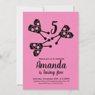 Modern Ladybug Bug Geometrie Geburtstagspink Einladung
