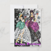 Modern Ladys Drinks Wine Happy Birthday Card (Vorderseite)