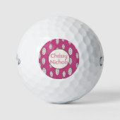 Modern Ladys Hot Pink Personalisiert Golfball (Vorderseite)