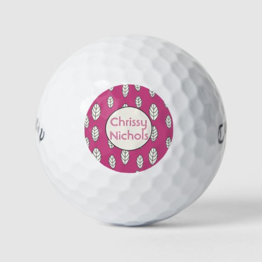 Modern Ladys Hot Pink Personalisiert Golfball (Vorderseite)