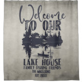 Modern Lake House Familienname Duschvorhang (Vorderseite)