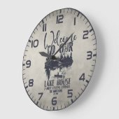 Modern Lake House Familienname Große Wanduhr (Winkel)