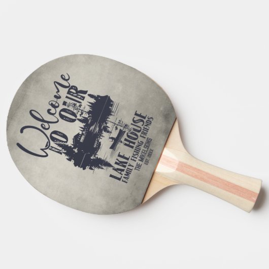 Modern Lake House Familienname Tischtennis Schläger (Seitenansicht)