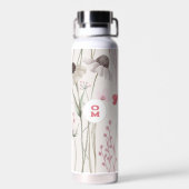 Modern Large Wildblume Monogram Light Pink Green Trinkflasche (Rückseite)