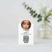 Modern Lashes QR-Code Foto Blush Pink Logo Visitenkarte (Stehend Vorderseite)