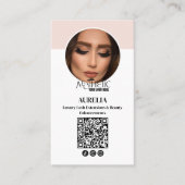 Modern Lashes QR-Code Foto Blush Pink Logo Visitenkarte (Vorderseite)