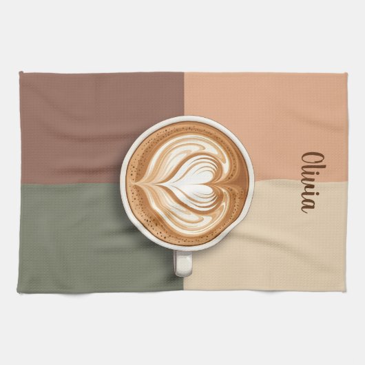 Modern Latte Art Heart  Geschirrtuch (Horizontal)