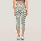 Modern Lattice Geometric Sage Green Jade & White Capri Leggings (Rückseite)