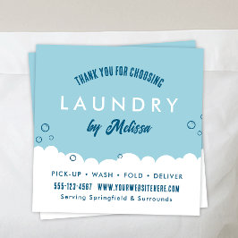 Modern Laundry Service Blue & White Thank You Card Begleitkarte
