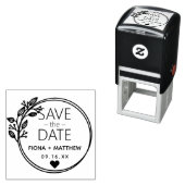 Modern Laurel Circular Save the Date Wedding Permastempel (Beispiel)