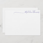 Modern Lavendel Script Calligraphy name card Mitteilungskarte (Vorne/Hinten)