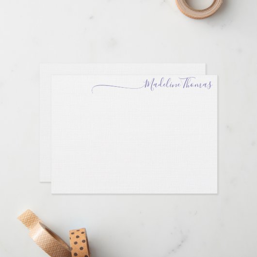 Modern Lavendel Script Calligraphy name card Mitteilungskarte (Vorderseite/Rückseite Beispiel)