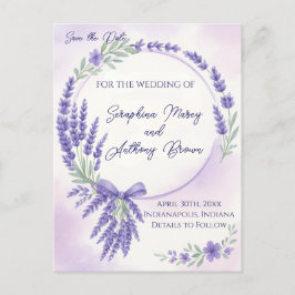 Modern Lavendel Typografy Save the Date Postcard Ankündigungspostkarte