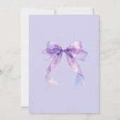 Modern Lavender Bow and Flowers Baby Shower Einladung (Rückseite)