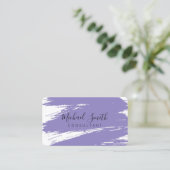 Modern Lavender Brush Stroke Paint Visitenkarte (Stehend Vorderseite)