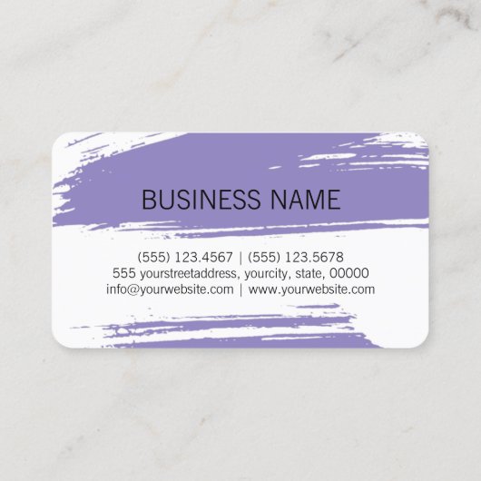 Modern Lavender Brush Stroke Paint Visitenkarte (Rückseite)