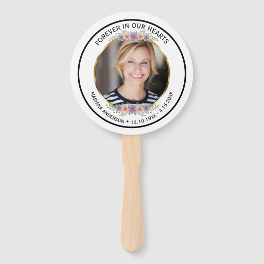 Modern Lavender Floral Memorial Photo Fächer (Rückseite)