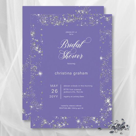 Modern Lavender Glam Diamond Frame Brautparty Einladung