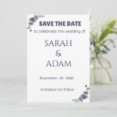 Modern Lavender Rose Wedding Save the Date Card (Stehend Vorderseite)