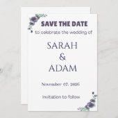Modern Lavender Rose Wedding Save the Date Card (Vorne/Hinten)
