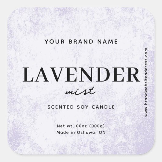 Modern Lavender Rustic Label Quadratischer Aufkleber (Vorderseite)