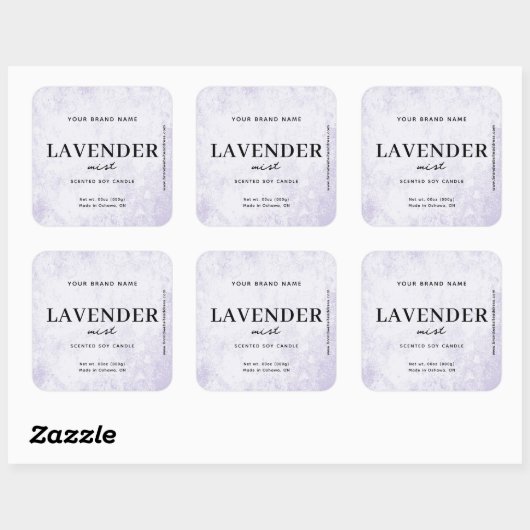 Modern Lavender Rustic Label Quadratischer Aufkleber (Blatt)