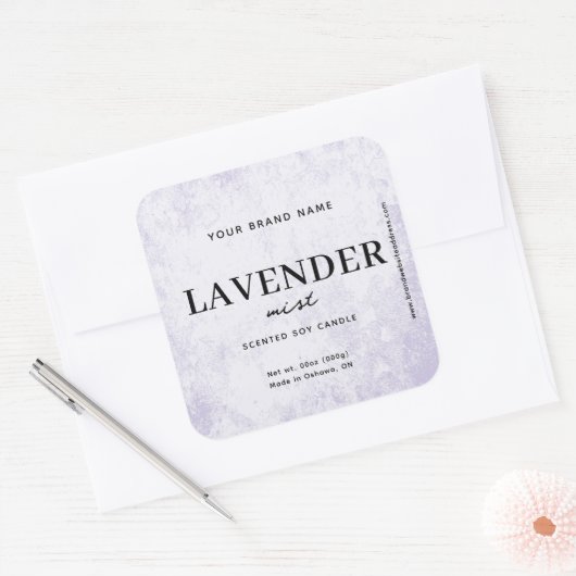 Modern Lavender Rustic Label Quadratischer Aufkleber (Umschlag)