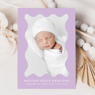 Modern Lavender Wavy Frame 2 Foto Birth Ankündigung