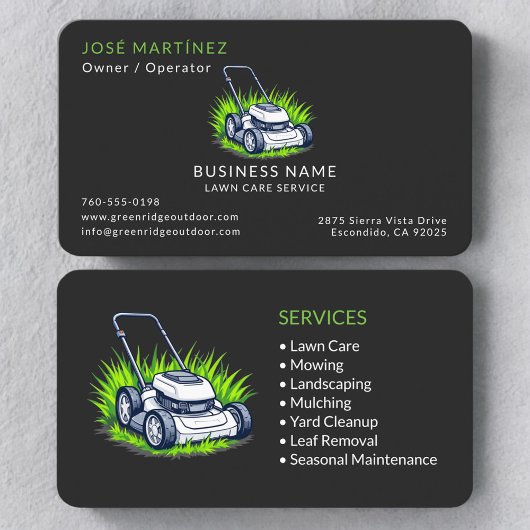 Modern Lawn Care and Service Black Green Visitenkarte