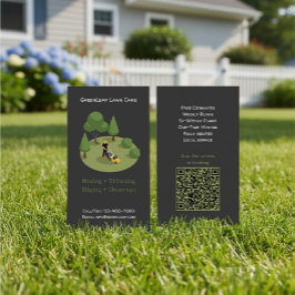 Modern Lawn Mowing Service Business Card with QR  Visitenkarte