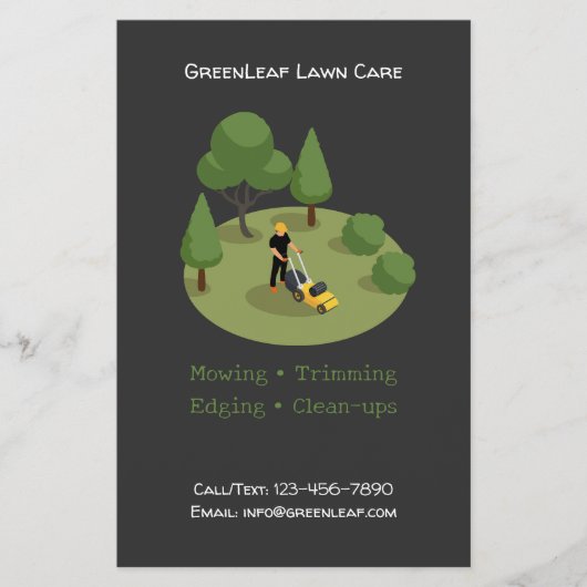 Modern Lawn Mowing Service Business Flyer with QR (Vorne)
