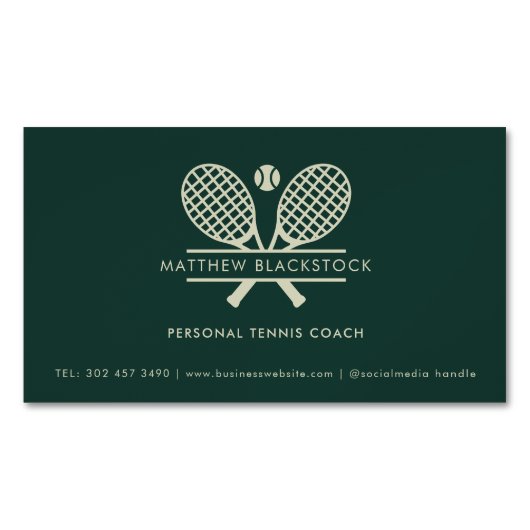 Modern Lawn Tennis Professional Coach Custom Magnetische Visitenkarte (Vorderseite)